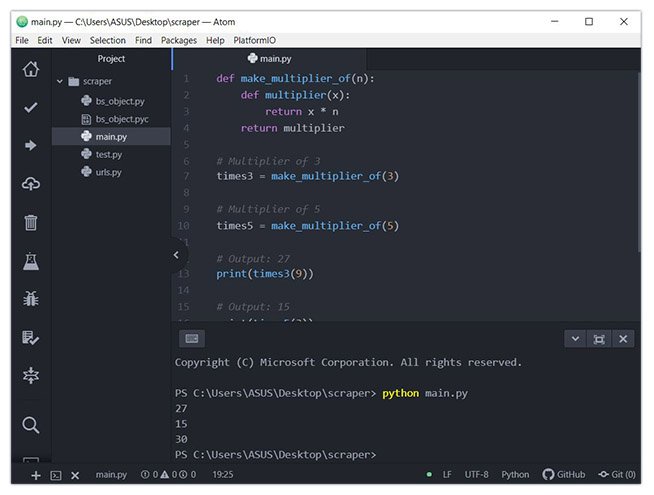 Atom for Python development